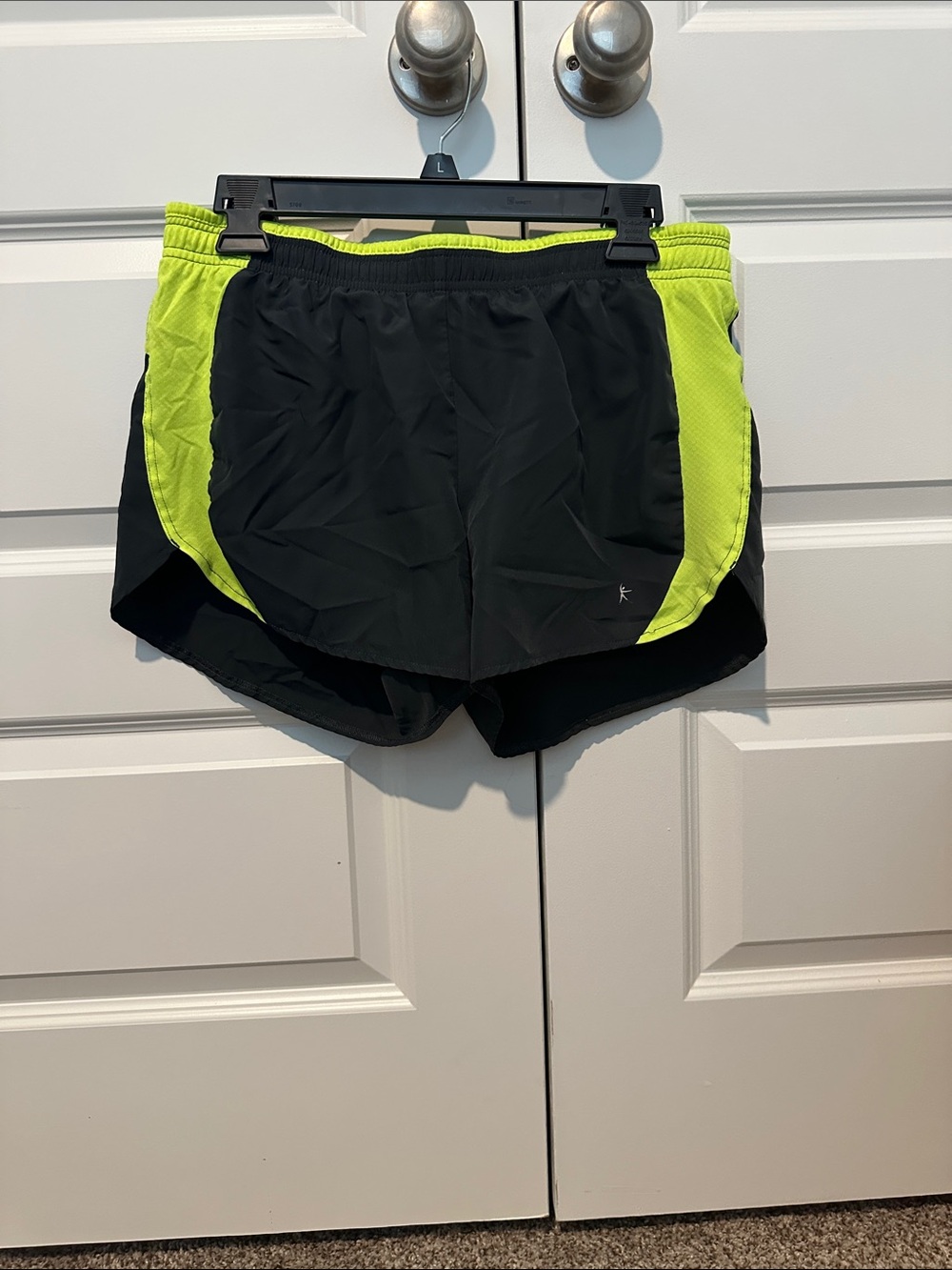 Danskin Now Black and Neon Yellow Athletic Shorts